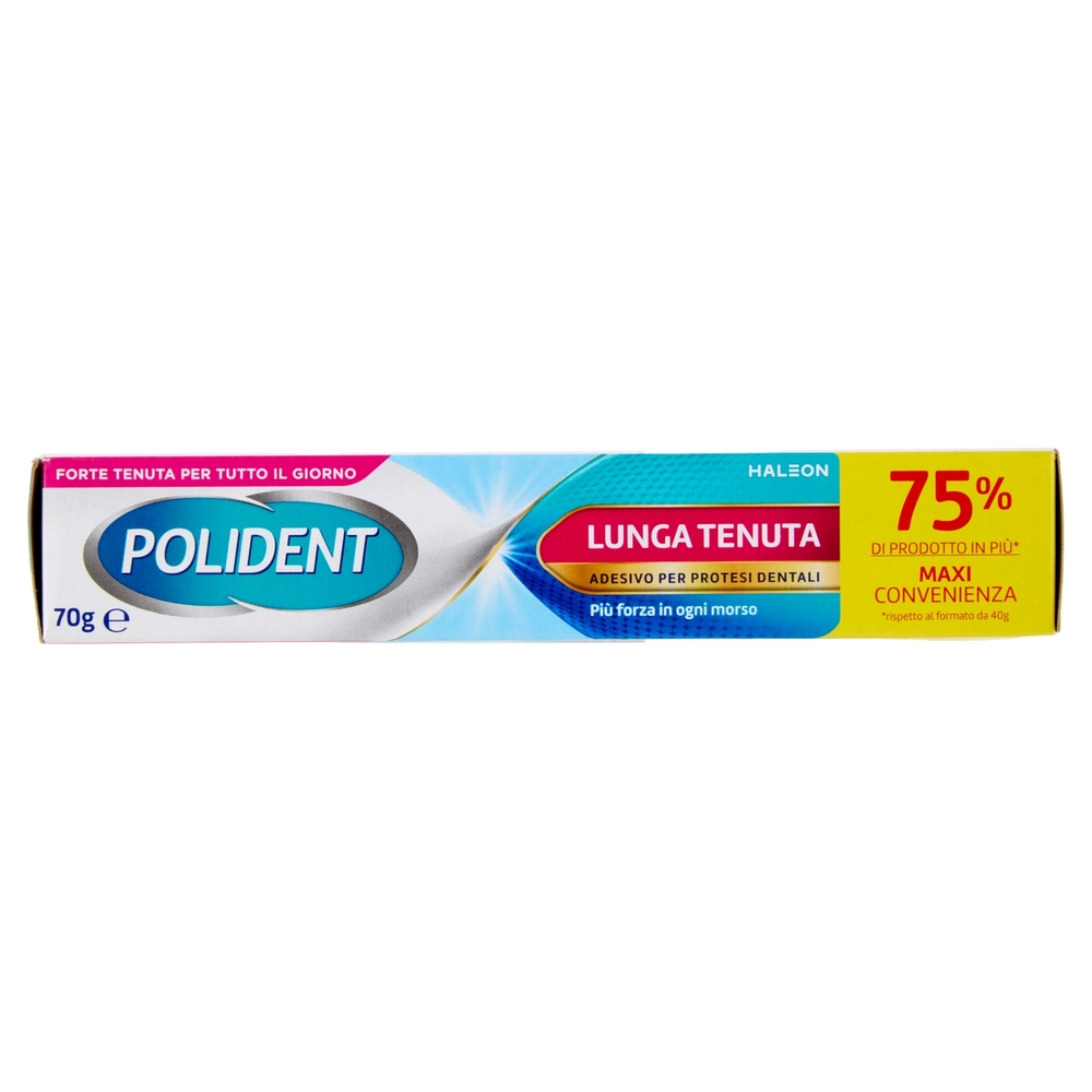 Polident Lunga Tenuta, Adesivo per Protesi Dentale, 12 Ore di Tenuta, Gusto Menta Delicata, 70 g